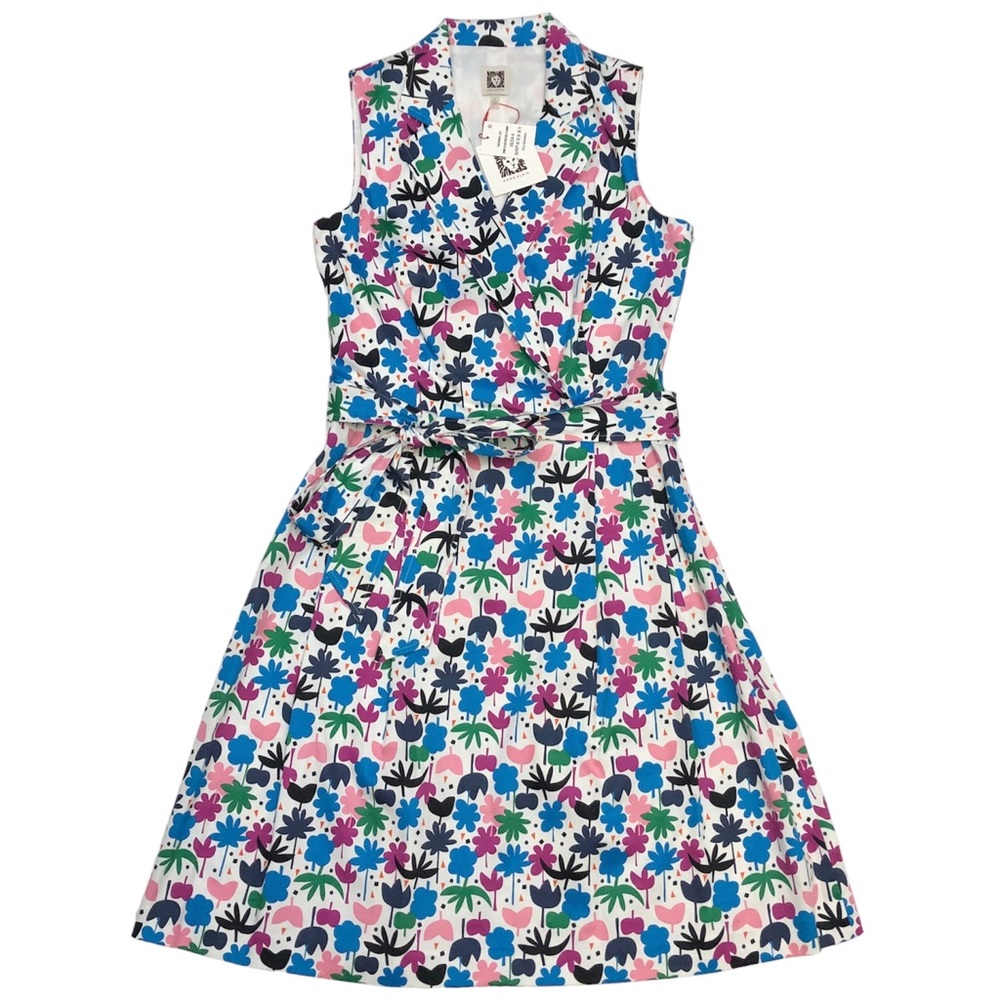 Anne Klein Iznik Blue Orchid Faux Wrap Sleeveless Midi Dress Size 6 New - Picture 3 of 10